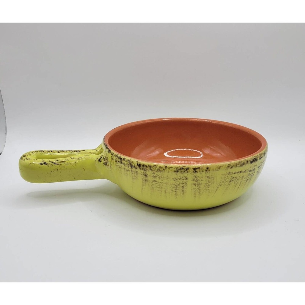 De Silva Yellow Terracotta Handled 5.5" Soup Casserole Crock Made in Italy
